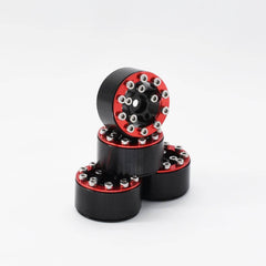 Hobby Details Axial SCX24 CNC Aluminum Screws-Style Beadlock Wheels 4pcs/set Dia 28mm, Height 14.5mm B. Red - HeliDirect