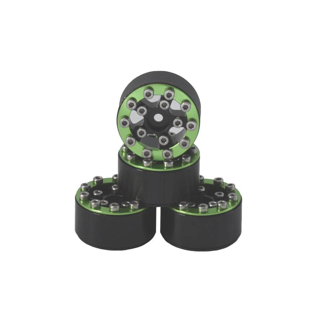 Hobby Details Axial SCX24 CNC Aluminum Screws-Style Beadlock Wheels 4pcs/set Dia 28mm, Height 14.5mm C. Green - HeliDirect