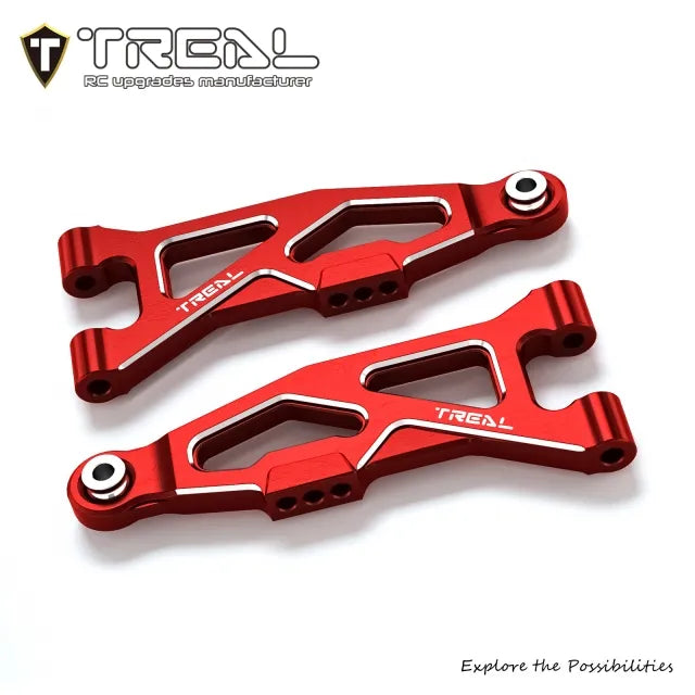 TREAL Aluminum 7075 CNC Machined Front Lower Arms Set Suspension A-Arm Upgrades for Arrma 1/18 GRANITE GROM - RED