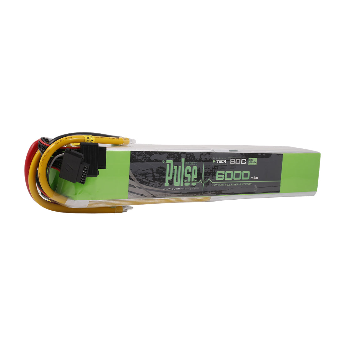 PULSE 6000mAh 44.4V 80C 12S P-Tech Lipo Battery - No Connector
