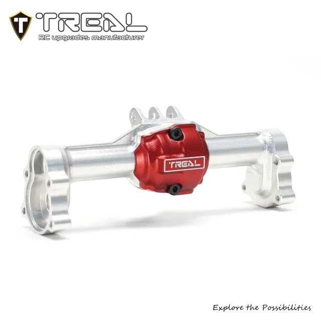 TREAL Aluminum 7075 Rear Axle Housing w Rear Hubs One Piece CNC Machined Upgrades for 1/18 Redcat Ascent 18 - SILVER - HeliDirect