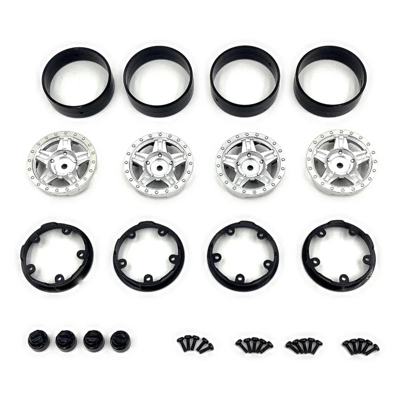HobbyPlus Deep Star 1.2" Beadlock Wheel - Satin Silver (4pcs)