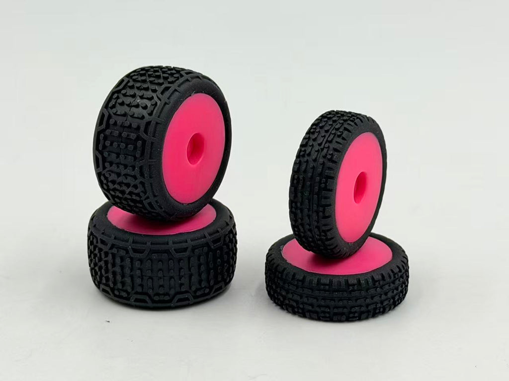 HobbyPlus Premounted Front / Rear Tires (Pink) - Speck B