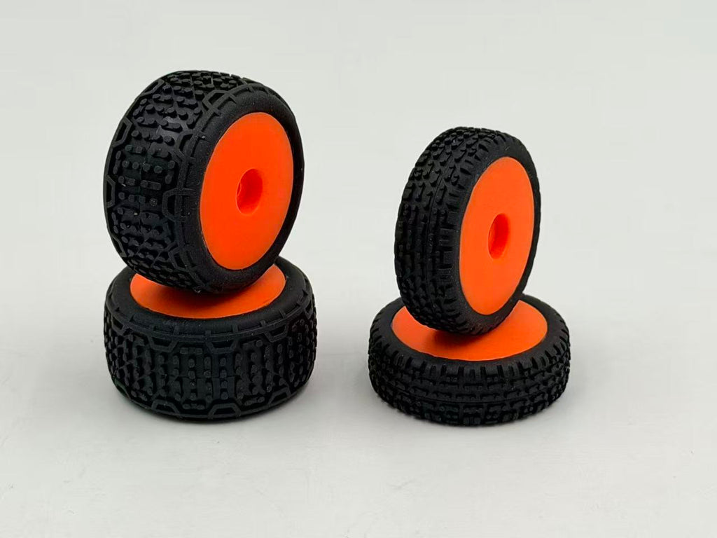HobbyPlus Premounted Front / Rear Tires (Orange) - Speck B