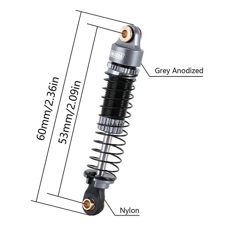INJORA 53mm Threaded Oil Shocks For 1/18 Redcat Ascent18 - GREY - HeliDirect