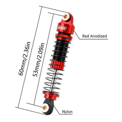 INJORA 53mm Threaded Oil Shocks For 1/18 Redcat Ascent18 - RED - HeliDirect