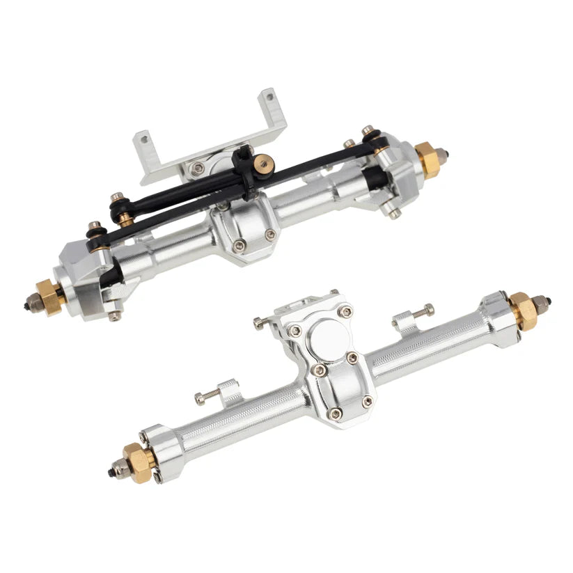 MEUS Racing CNC Aluminum Front and Rear Axle for SCX24 90081 C10 & SCX24 90081 C10 Jeep (Silver)