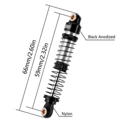 INJORA 59mm Long Threaded Oil Shocks For 1/18 Redcat Ascent18 - BLACK - HeliDirect