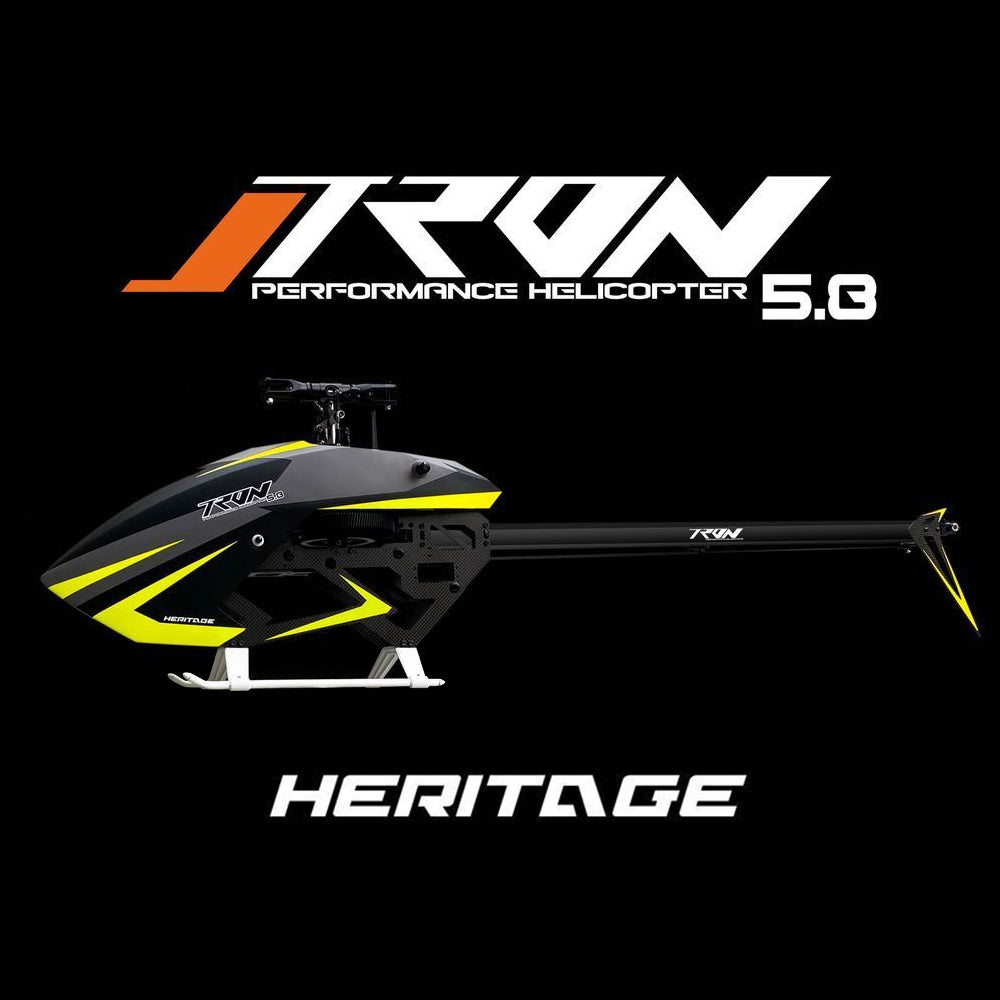 Tron 5.8 HERITAGE Helicopter Kit (w/o Blades) - Gray/Neon Yellow - HeliDirect