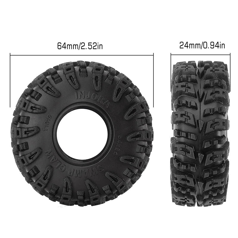 INJORA Swamp Claw 1.0" M/T Tires 64mmx24mm (4) - HeliDirect
