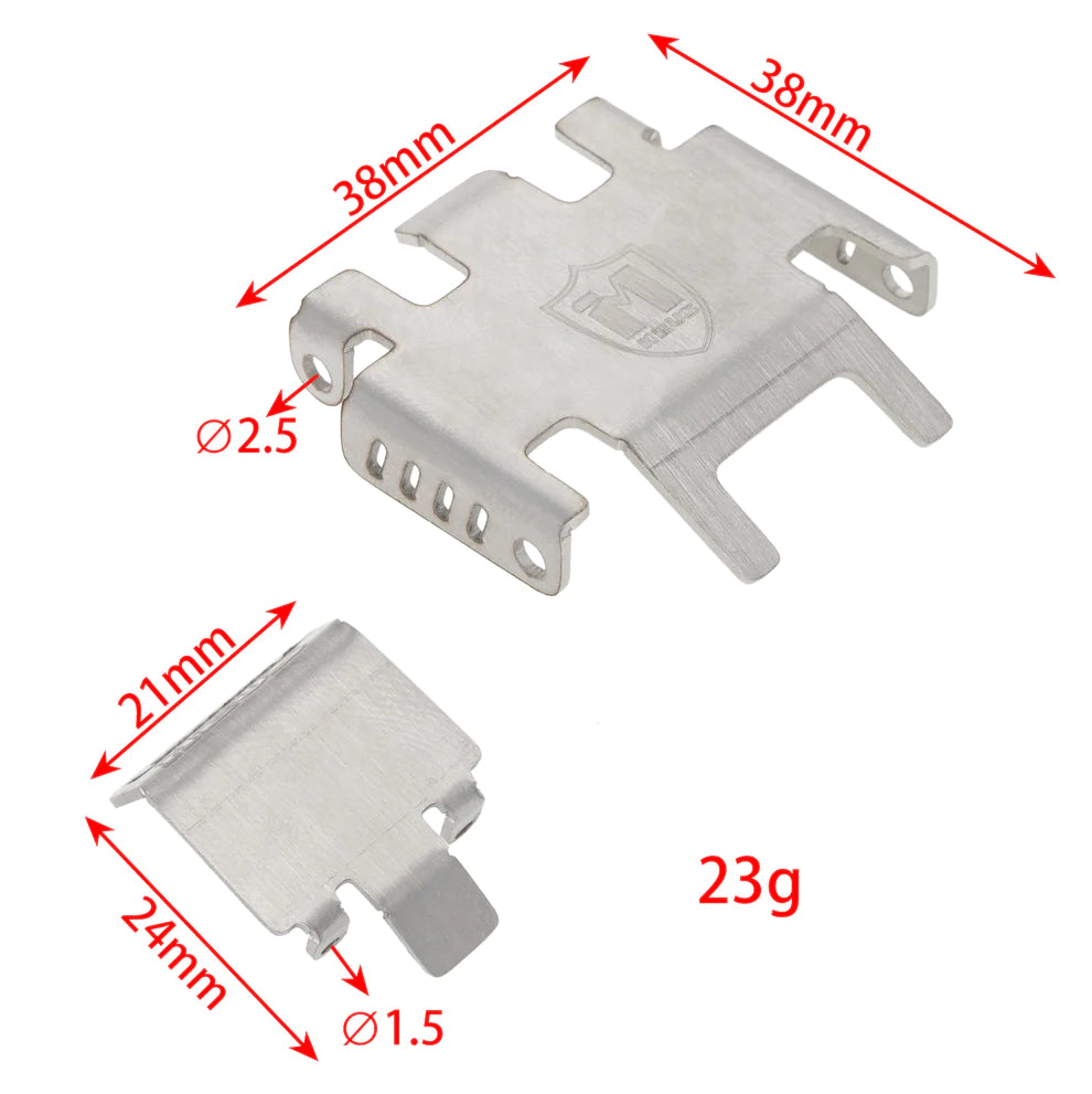 Meus Racing Stainless Steel Chassis Armor Axle Protector Set for 1/18 TRX4M - HeliDirect