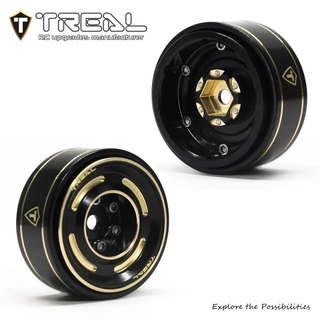 TREAL 1.0 Beadlock Wheels Brass Crawler Wheel Rims Weight (4P) Hubs Removable for SCX24 AX24 FCX24 TRX4M 1/24 1/18 RC Crawler, 50g/pc (Type C) - HeliDirect