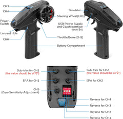 DUMBORC X6PM 2.4GHz 6CH Surface Radio with P6FG Gyro & P6F 6 Channels 2.4GHz RC Receiver