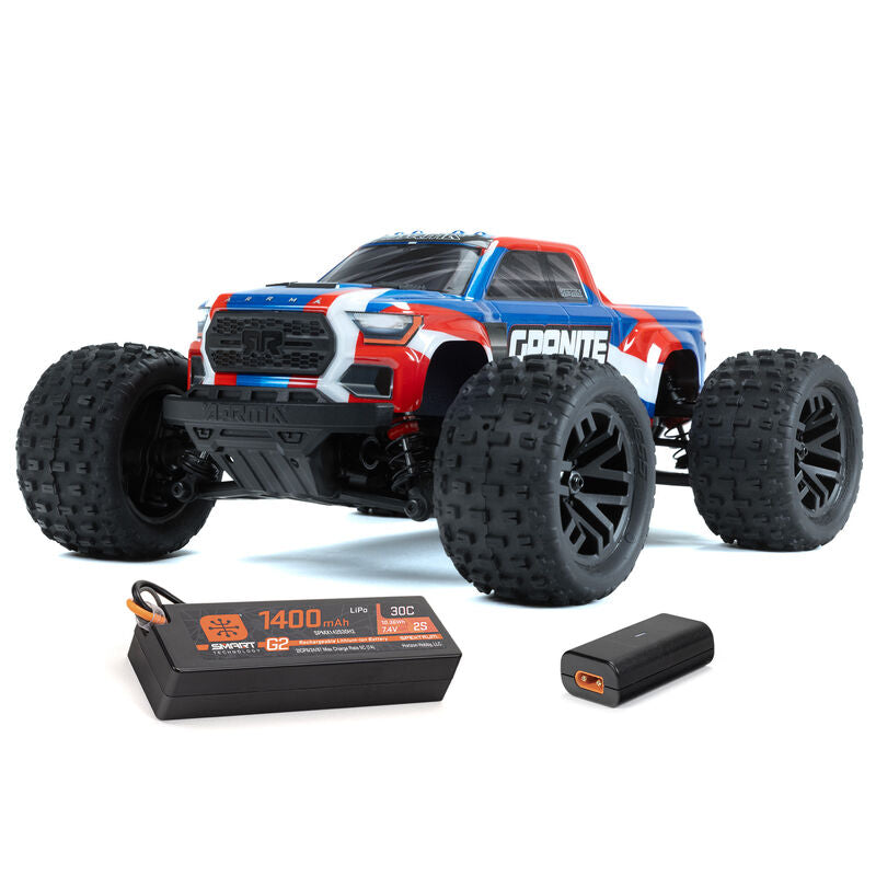 ARRMA 1/18 GRANITE GROM MEGA 380 Brushed 4X4 Monster Truck RTR with Battery & Charger - BLUE - HeliDirect