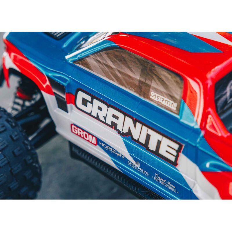 ARRMA 1/18 GRANITE GROM MEGA 380 Brushed 4X4 Monster Truck RTR with Battery & Charger - BLUE - HeliDirect