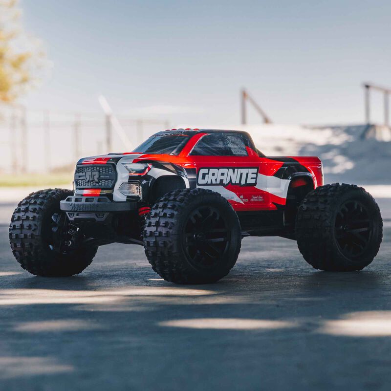 ARRMA 1/18 GRANITE GROM MEGA 380 Brushed 4X4 Monster Truck RTR with Battery & Charger - RED - HeliDirect