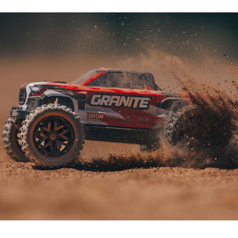 ARRMA 1/18 GRANITE GROM MEGA 380 Brushed 4X4 Monster Truck RTR with Battery & Charger - RED - HeliDirect