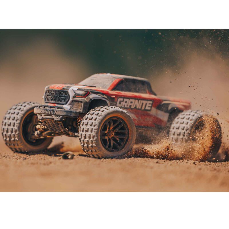 ARRMA 1/18 GRANITE GROM MEGA 380 Brushed 4X4 Monster Truck RTR with Battery & Charger - RED - HeliDirect