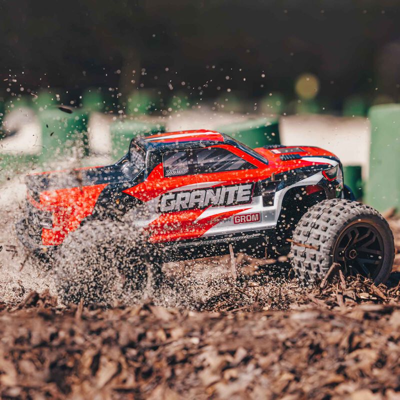 ARRMA 1/18 GRANITE GROM MEGA 380 Brushed 4X4 Monster Truck RTR with Battery & Charger - RED - HeliDirect