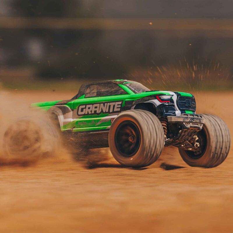 ARRMA 1/18 GRANITE GROM MEGA 380 Brushed 4X4 Monster Truck RTR with Battery & Charger - GREEN - HeliDirect
