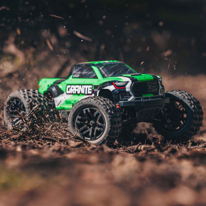 ARRMA 1/18 GRANITE GROM MEGA 380 Brushed 4X4 Monster Truck RTR with Battery & Charger - GREEN - HeliDirect