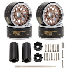 MEUS Racing Brass Aluminum 1.9″ Beadlock Wheels Supports Front Rear Twin Wheels for 1/10 TRX-4 TRX-6 SCX10 GEN7 GEN8 D90