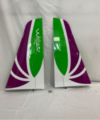 Boomerang Atom Wing set to include hatches, pushrods, control horns and linkages  - Green White Purple