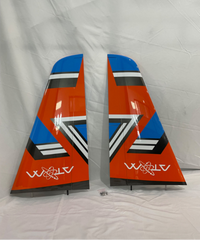 Boomerang Atom Wing set to include hatches, pushrods, control horns and linkages - Orange Blue