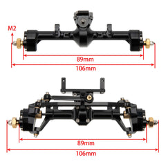 MEUS RACING 1/24 Scale Aluminum Alloy Axles Front and Rear Portal Axle Housing Assembly w/New C Knuckle for Axial SCX24 90081 C10 Jeep Upgrade Parts - BLACK