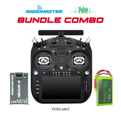 RadioMaster Ultimate Radio Bundle – TX16S MK3 (ELRS) (Black), Nexus-X Flight Controller (Gray) & Pulse 6000mAh Transmitter LiPo Battery