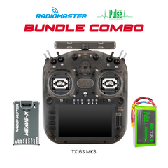 RadioMaster Ultimate Radio Bundle – TX16S MK3 (Transparent Charcoal), Nexus-X Flight Controller (Grey) & Pulse 6000mAh 2S 7.4V LiPo Transmitter Battery