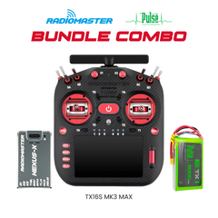 RadioMaster Ultimate Radio Bundle – TX16S MK3 MAX (Red), Nexus-X Flight Controller (Grey) & Pulse 6000mAh 2S 7.4V LiPo Transmitter Battery