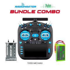 RadioMaster TX16S MK3 MAX Radio Controller (Blue) + Nexus-XR Flight Controller (Grey) + Pulse 6000mAh 2S 7.4V LiPo Transmitter Battery Bundle