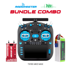 RadioMaster Ultimate Helicopter Electronics Bundle – TX16S MK3 MAX (Blue), Nexus-XR Flight Controller (Red) & PULSE 6000mAh 50C 22.2V 6S LiPo Battery (EC5)