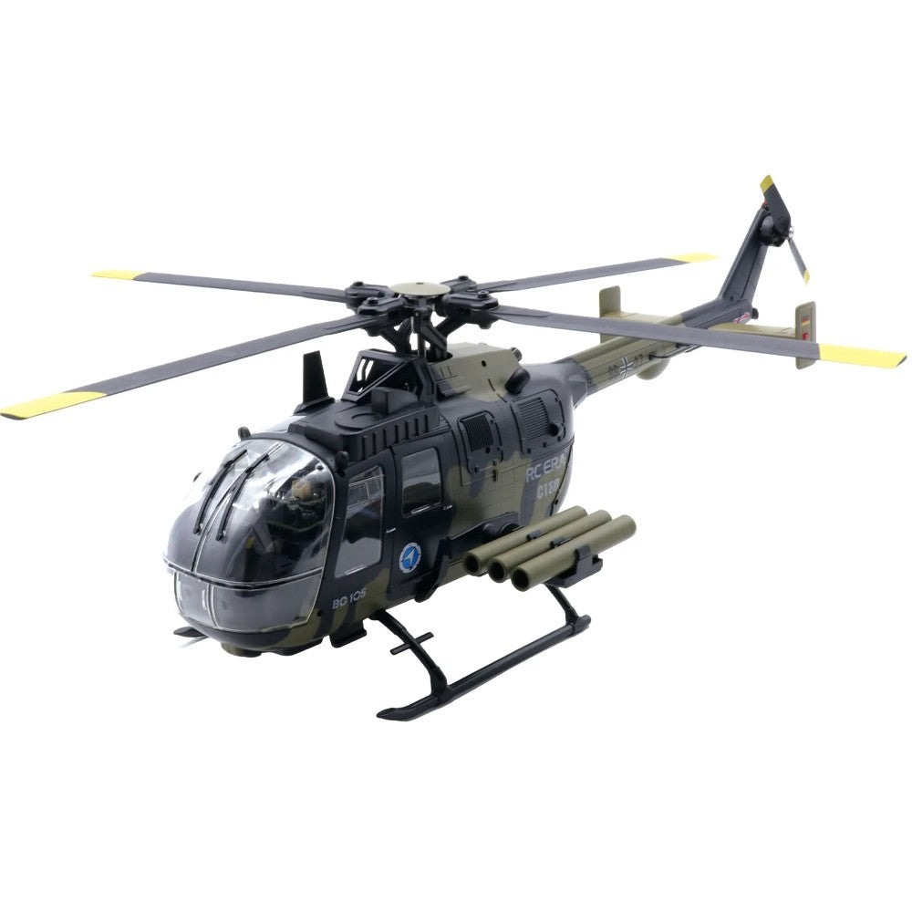 RC ERA C180 BO105 150-size (1:26) Gyro Stabilized Scale Helicopter - RTF w/ Optical Flow+TOF Sensors & One-key Inverted Flight (Military)