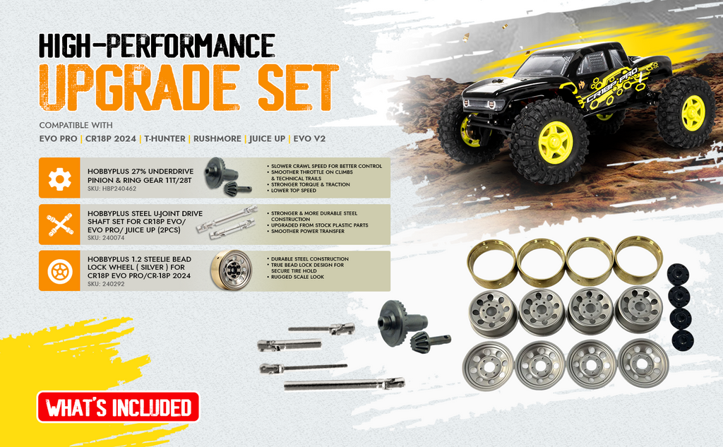 Hobby Plus High-Performance Upgrade Set for EVO Pro, CP18P 2024 T-Hunter & RushMore, Juice Up & EVO V2