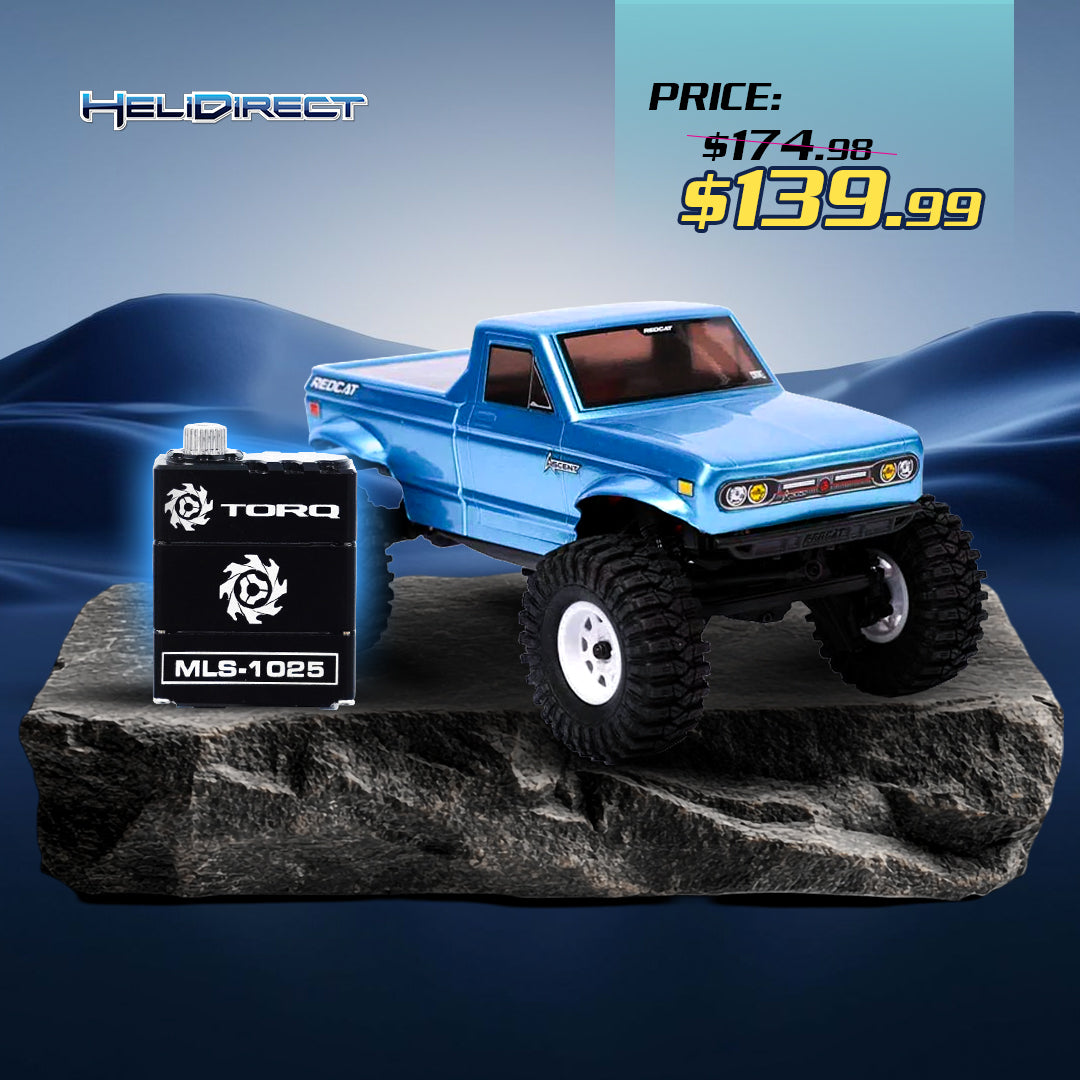 Redcat Ascent-18 - 1:18 Brushed Electric Rock Crawler (BLUE) With TORQ MLS-1025 Premium DIRECT-MOUNT Servo (Free Horn Included)