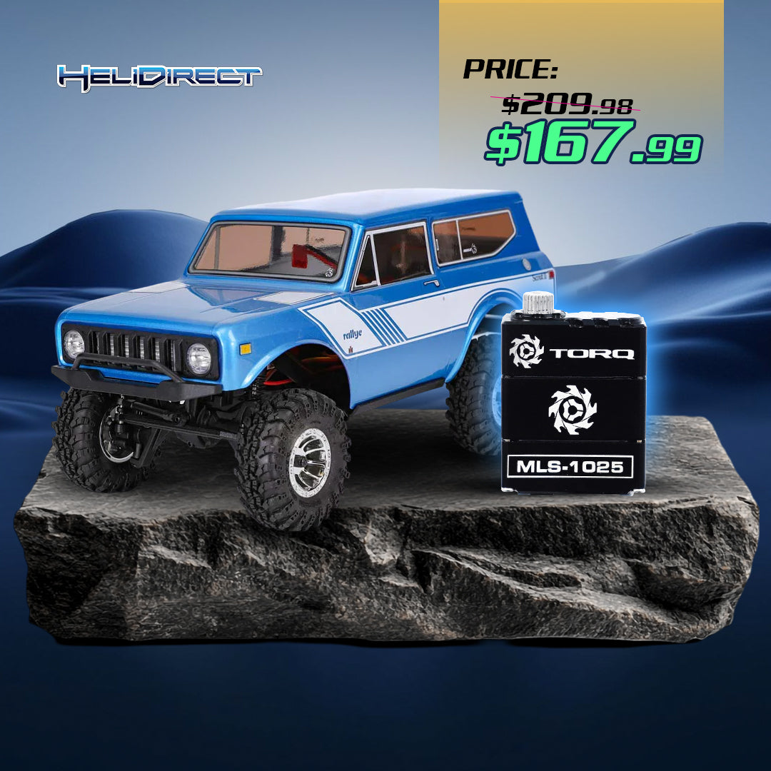 Redcat Scout II - 1/18 Scale Brushed Electric Rock Crawler (Blue) With TORQ MLS-1025 Premium DIRECT-MOUNT Servo (Free Horn Included)