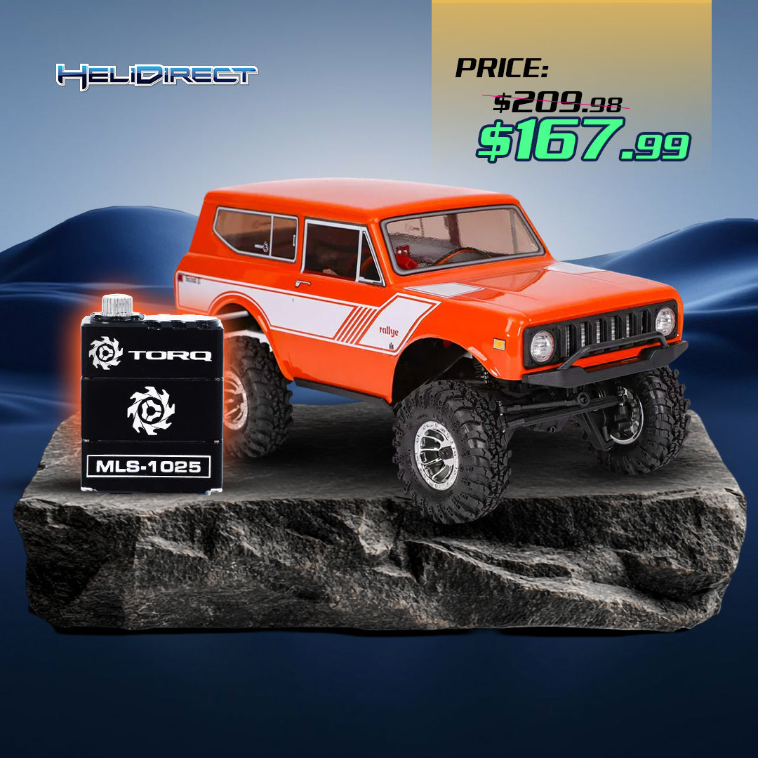 Redcat Scout II - 1/18 Scale Brushed Electric Rock Crawler (Orange) With TORQ MLS-1025 Premium DIRECT-MOUNT Servo ( Free Horn Included)