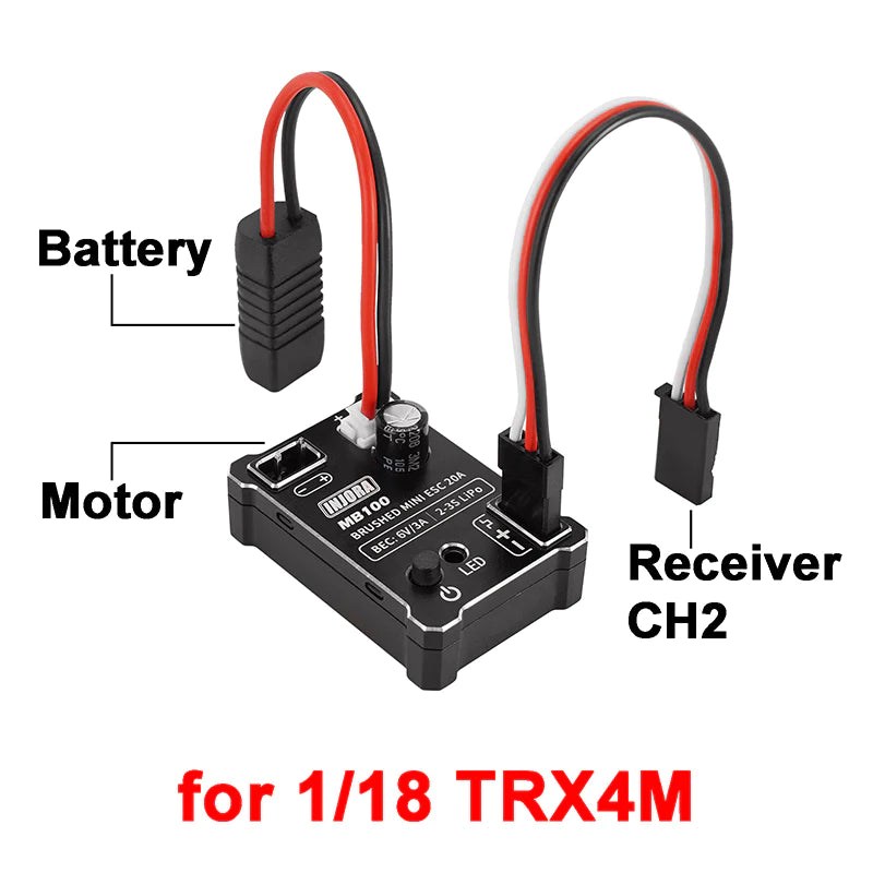 INJORA MB100 Brushed Mini ESC 20A For 1/24 1/18 RC Crawlers - HeliDirect