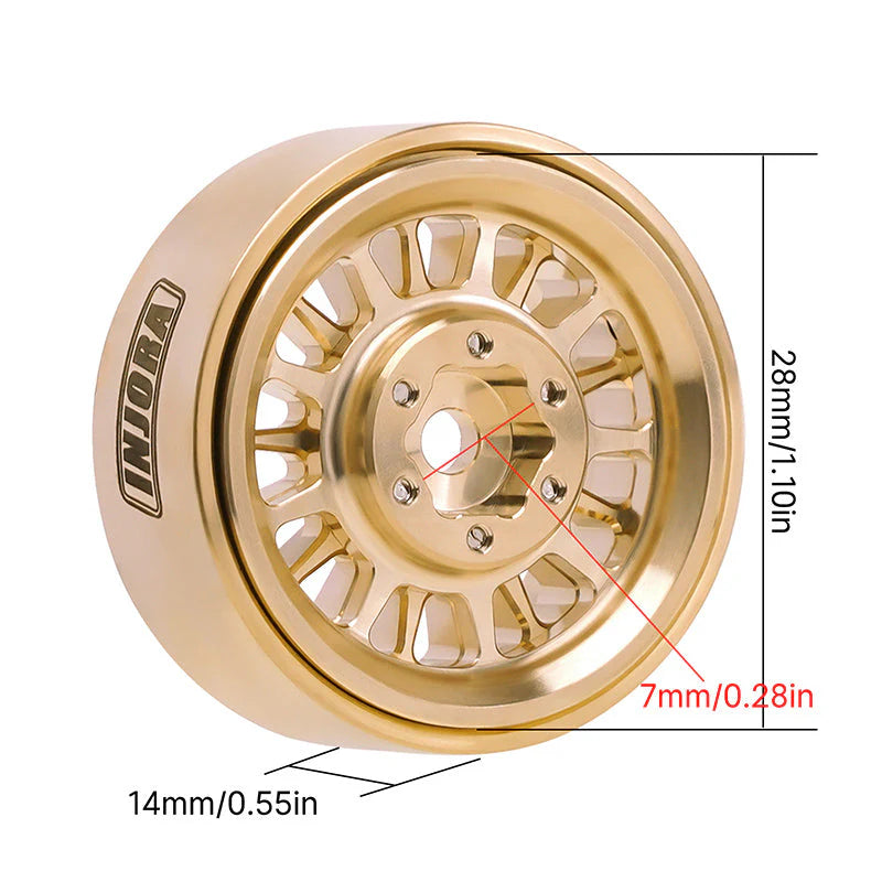 INJORA 1.0 XHX Pin Tires with 1.0 Plus Brass Beadlock Wheels Combo for 1/18 & 1/24 RC Crawlers INJORA 1.0 XHX Pin Tires with 1.0 Plus Brass Beadlock Wheels Combo for 1/18 & 1/24 RC Crawlers