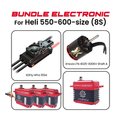 HeliDirect Performance Series 550–600 Class 8S Power & Servo Combo – Xnova 4025-830KV Motor, XDFly HPro 155A ESC & TORQ Servos