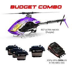 Goosky RS7 ULTRA Helicopter Kit (PURPLE) With Azure 700/105 Blades Combo TORQ HLX Black Edition Servos & XDFly HPro 300A HV 6-14S ESC