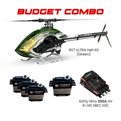 Goosky RS7 ULTRA Helicopter Kit (GREEN) Without Blades Combo TORQ HLX Black Edition Servos & XDFly HPro 300A HV 6-14S ESC