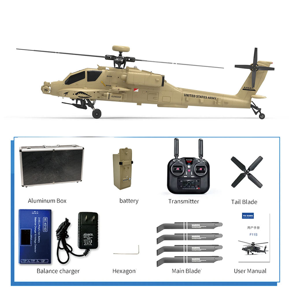 Yu Xiang F11H Desert Yellow AH-64 GPS RC helicopter