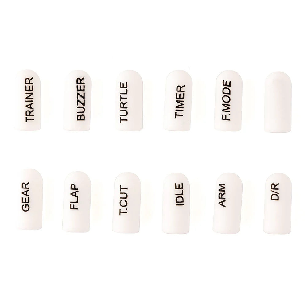 RadioMaster Labelled Silicon Switch Cover Set - Short (12pcs / White)