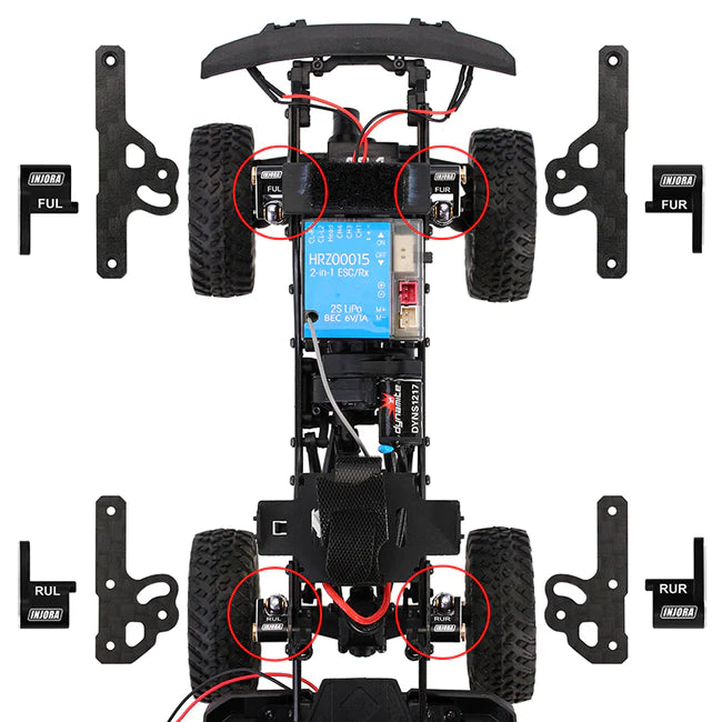 INJORA CNC Aluminum Flex Blades Suspension Travel Extension for 1/24 Axial SCX24 - HeliDirect