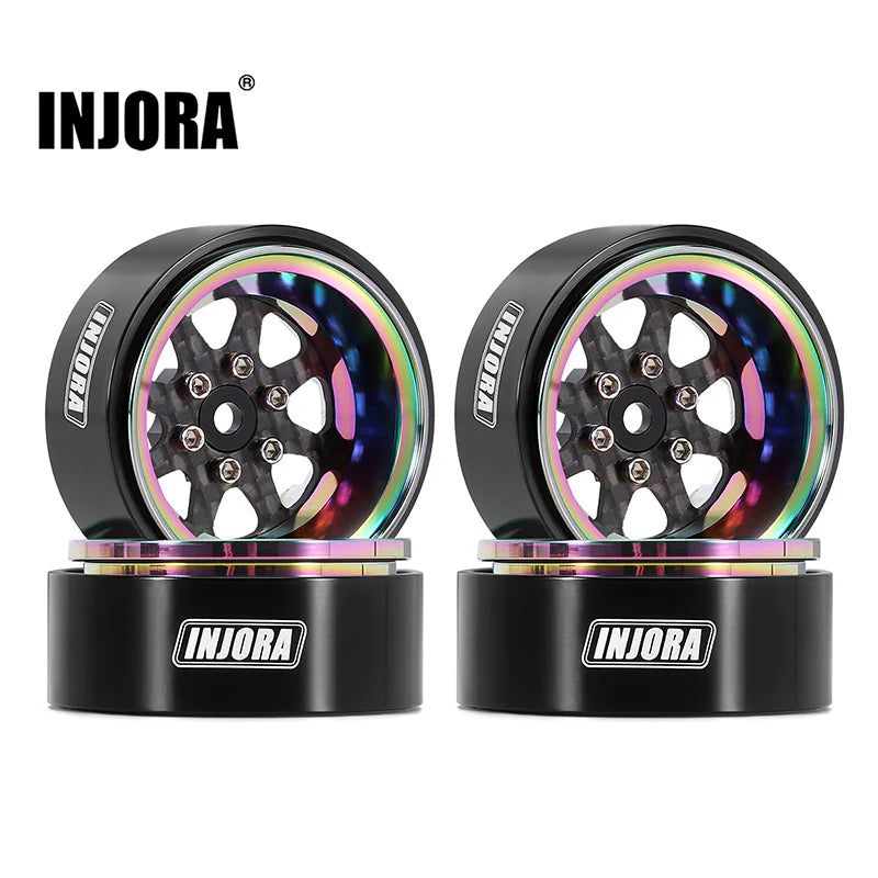INJORA 1.3" ModuWheel Rainbow Beadlock Wheels Negative Offset For 1/18 1/24 RC Crawlers - 8 SPOKE
