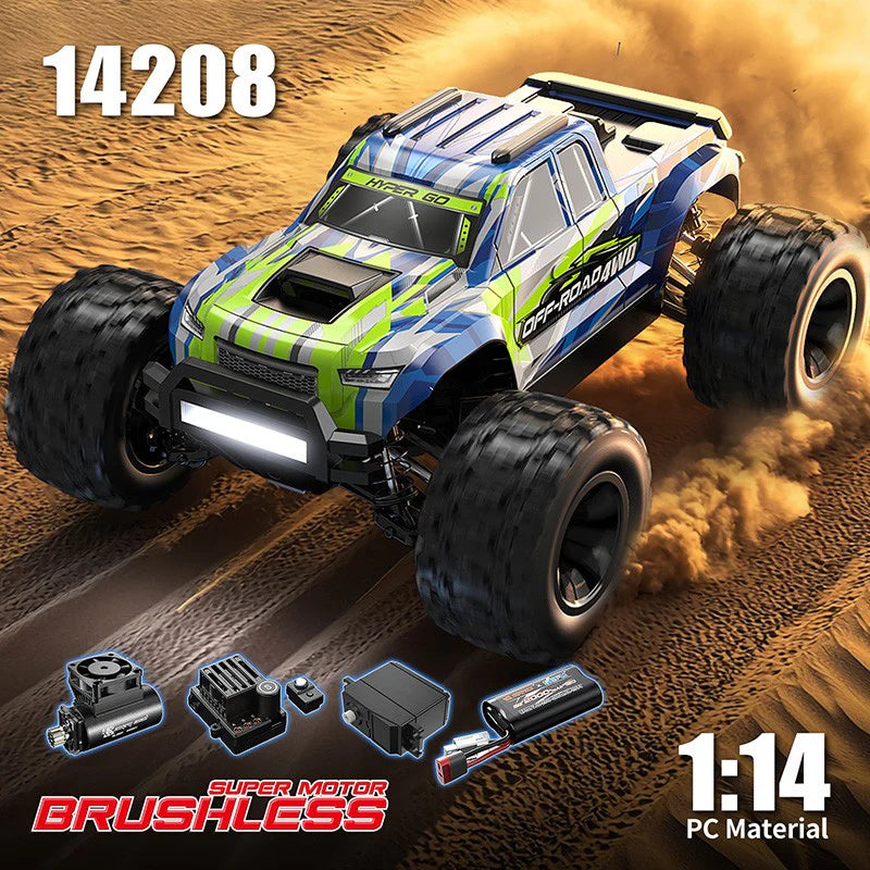 MJX Hyper Go 14208 1/14 Brushless RC Car – 41km/h High Speed 4WD Off-Road Bigfoot Truck RTR
