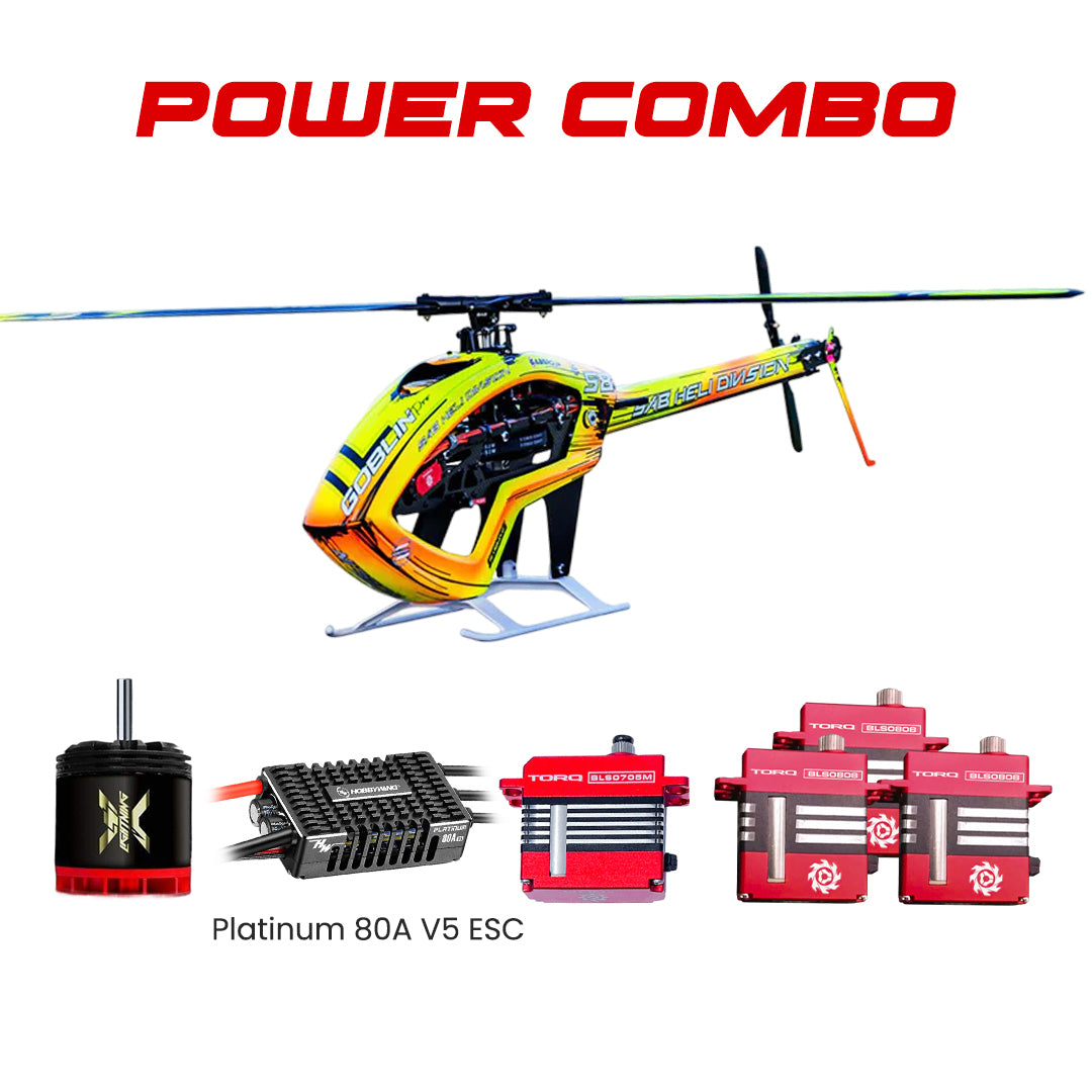 SAB ILGoblin PRO 420 Helicopter Kit (Yellow) - With Main & Tail Blades Power Combo HobbyWing ESC, Xnova Motor & TORQ Servos